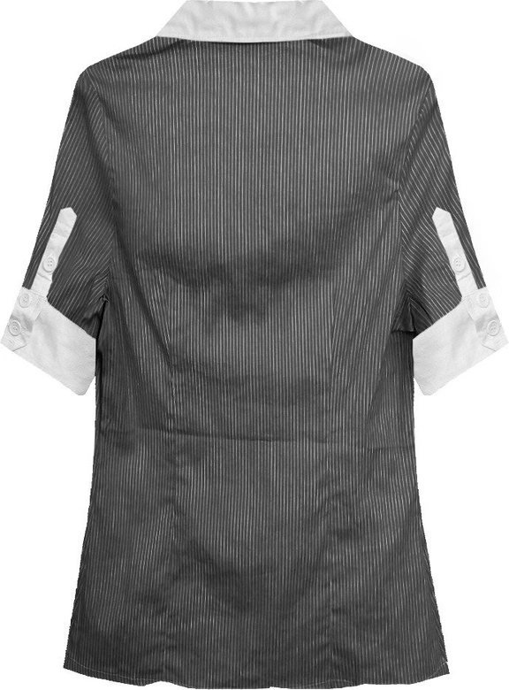 KOSZULA Z KRÓTKIM RĘKAWEM CZARNO-BIAŁA (6011)