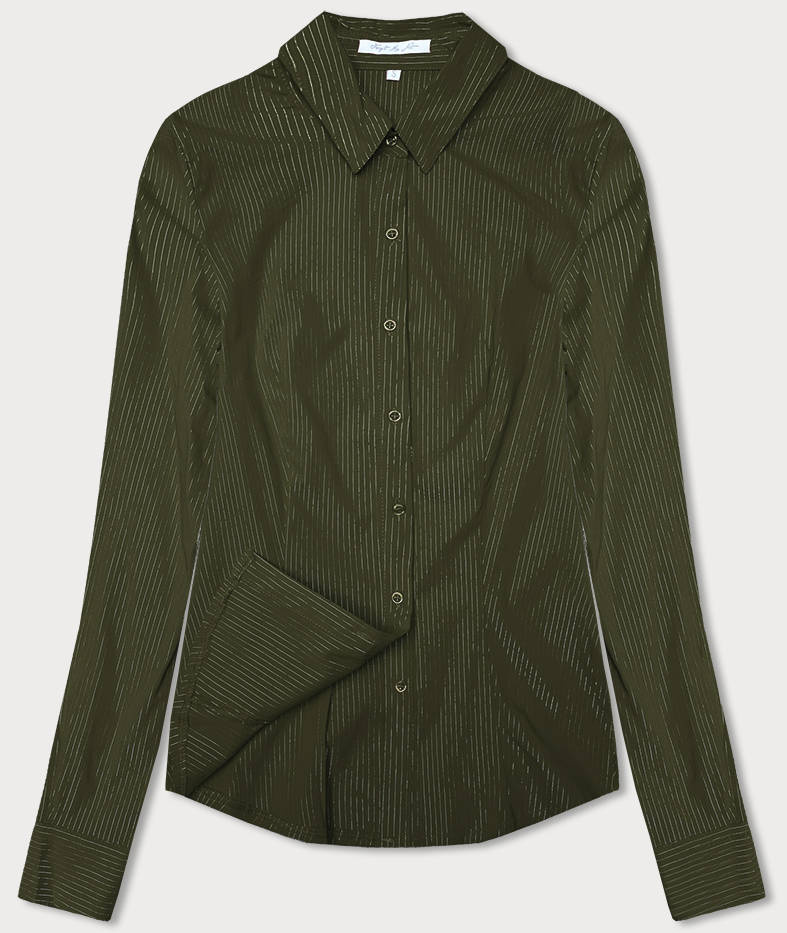 Koszula damska w srebrne paseczki khaki (AWT0111)