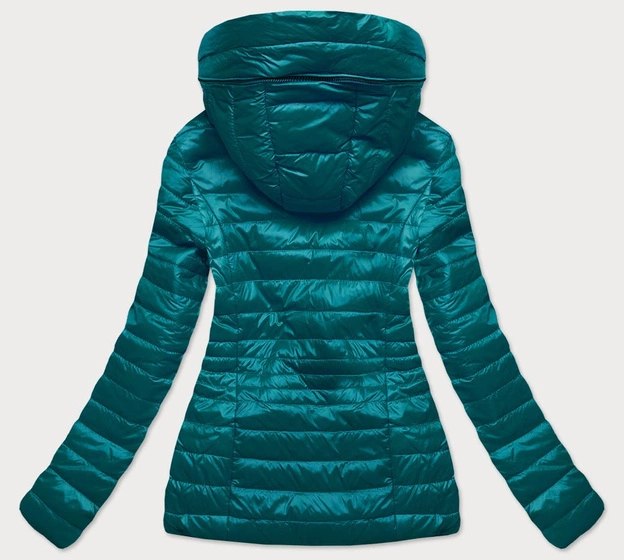 PIKOWANA KURTKA DAMSKA KAPTUR TURKUSOWA (6366)