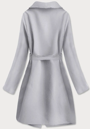 Minimalistyczny płaszcz damski jasnoszary (747ART)