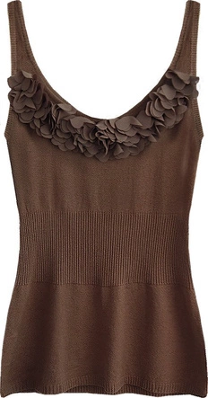 SWETERKOWA BLUZKA NA RAMIĄCZKACH BRĄZOWA (1513)