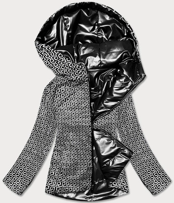 DWUSTRONNA KURTKA DAMSKA Z KAPTUREM CZARNA (B9793-1)