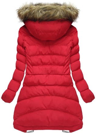 PIKOWANA KURTKA Z KAPTUREM CZERWONA (W817)