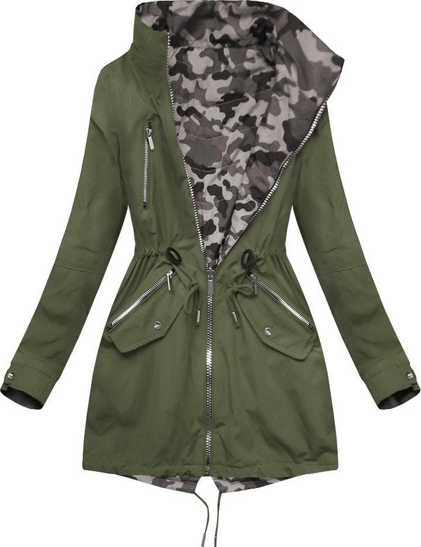 DWUSTRONNA PARKA Z KAPTUREM ARMY-MORO (W306BIG)