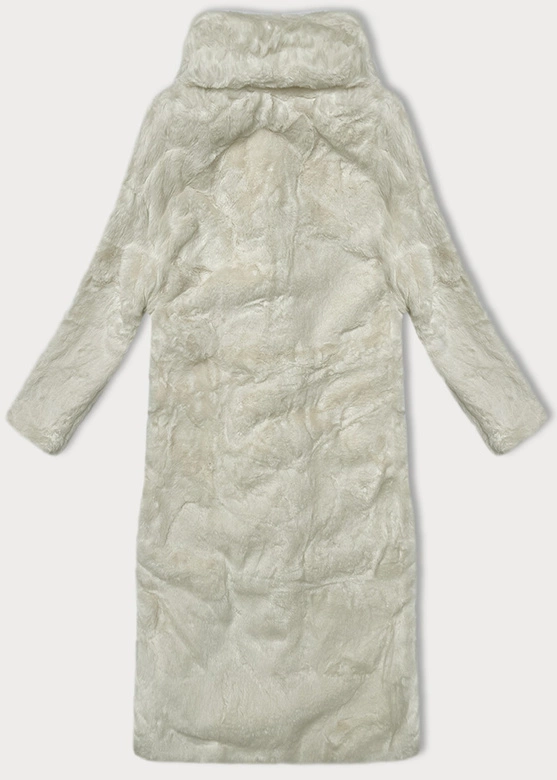 Płaszcz futerko damskie z kołnierzem ecru (WD2332)