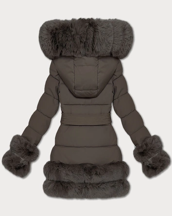 Przejściowa elegancka  kurtka z futerkiem S'West brązowa (B8526-48)