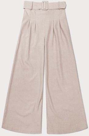 Eleganckie spodnie damskie z paskiem jasny beż (18727)