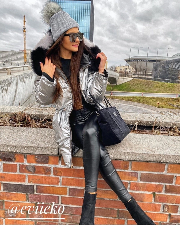 DWUSTRONNA ZIMOWA DAMSKA KURTKA ZŁOTA (1908)