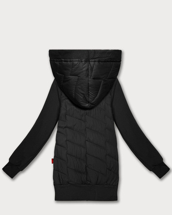 Damska bluza z kapturem z łączonych materiałów Goodlookin czarna (AMG-175)