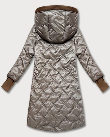 Pikowana kurtka damska z ozdobnymi wstawkami beżowa (T2-2291#-62)