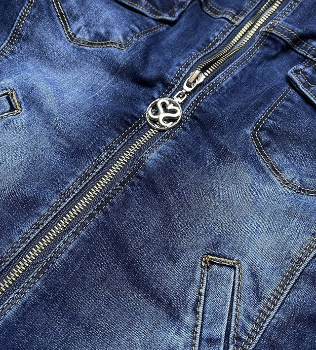 DAMSKA KURTKA JEANSOWA ZE STÓJKĄ GRANATOWA (GD6350)