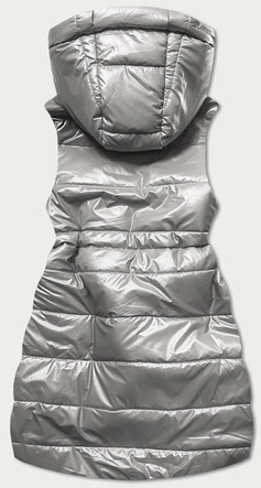 Błyszcząca kamizelka z kapturem grafitowa (b9782-70)