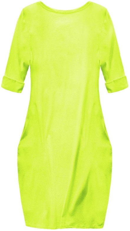 BAWEŁNIANA SUKIENKA OVERSIZE NEONOWA ŻÓŁTA (287ART)