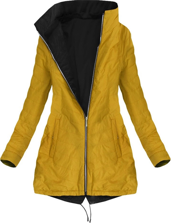 DWUSTRONNA PARKA Z KAPTUREM CZARNO-ŻÓŁTA (W304BIG)