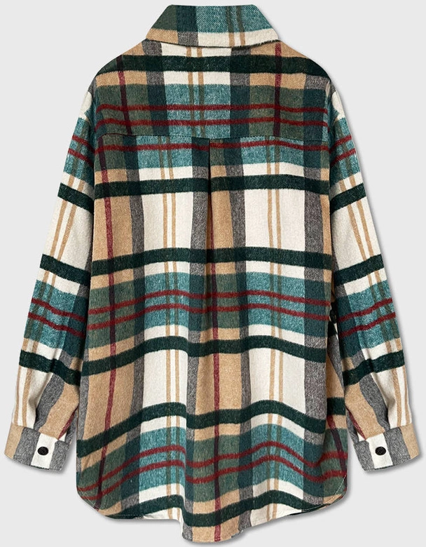 DAMSKA KOSZULA W KRATĘ CIEMNY ZIELONY/BEŻOWY (8075)