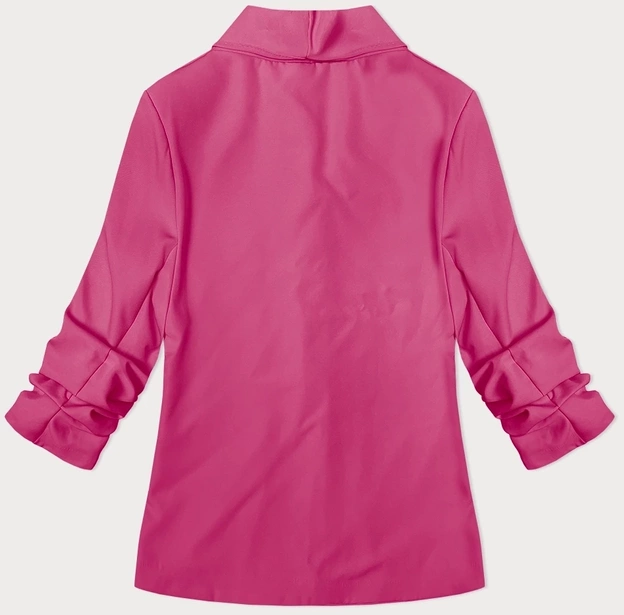 Cienka marynarka z marszczonymi rękawami ciemny róż (22-356)