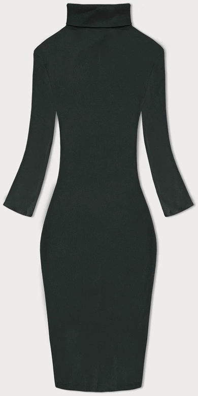 Dopasowana sukienka w prążki z golfem Rue Paris ciemny khaki (5133)