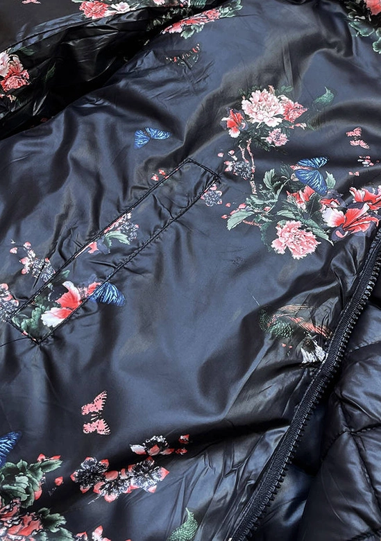 DWUSTRONNA KURTKA DAMSKA Z KAPTUREM GRANATOWA (8913-E)