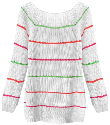 AŻUROWY SWETER W PASECZKI BIAŁY (275ART)