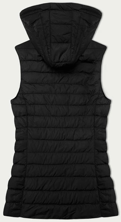 Pikowany bezrękawnik damski z kapturem J style czarny (16M9152-392)