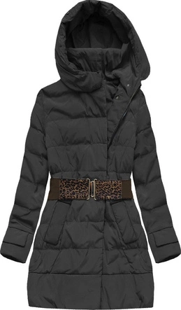 KURTKA Z KAPTUREM I PASKIEM CZARNA (1976)