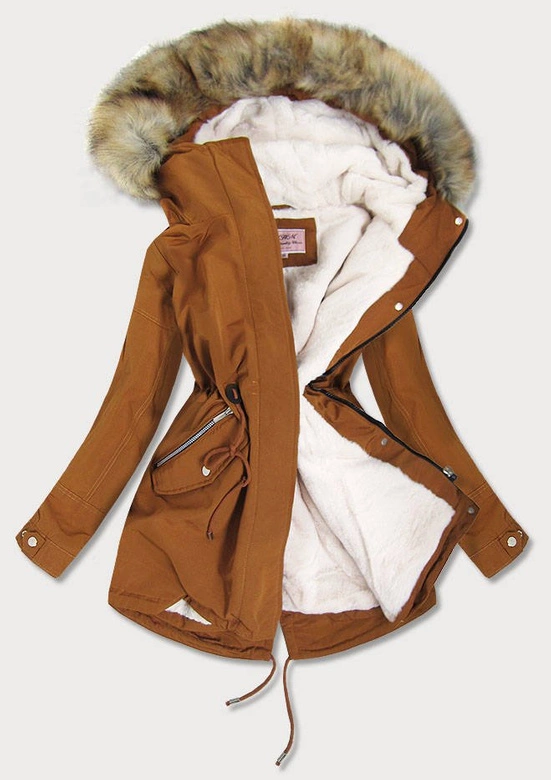 DAMSKA PARKA ZIMOWA KARMELOWA (W379)