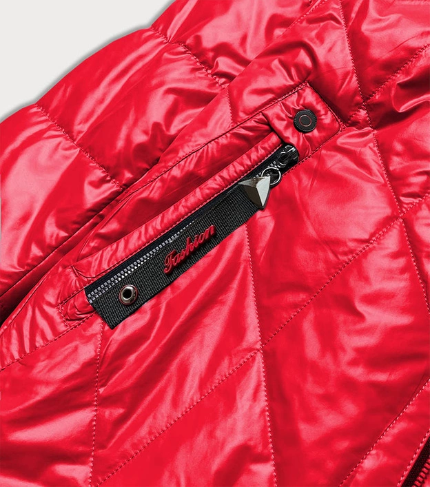 DAMSKA KURTKA Z KAPTUREM CZERWONA (7726)