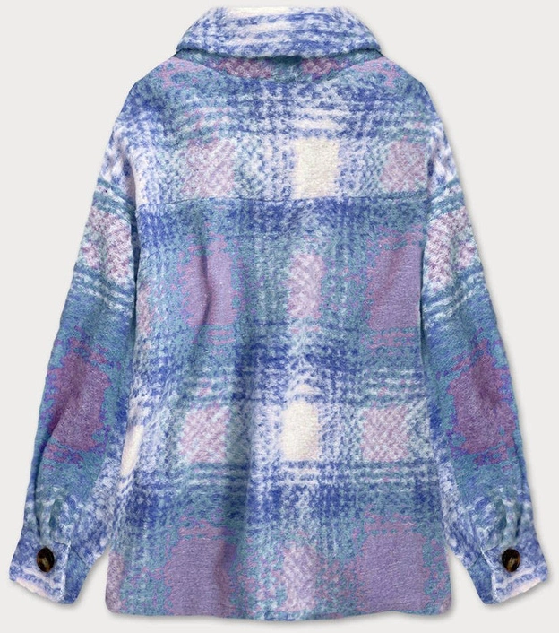 KOSZULOWA KURTKA DAMSKA MELANŻ NIEBIESKA (3925B)