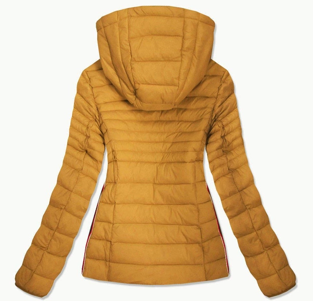 Pikowana kurtka damska z wstawkami żółta (7242)