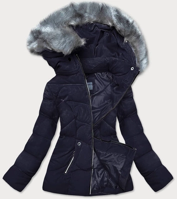 KRÓTKA KURTKA ZIMOWA DAMSKA Z KAPTUREM GRANATOWA (B9538-3)