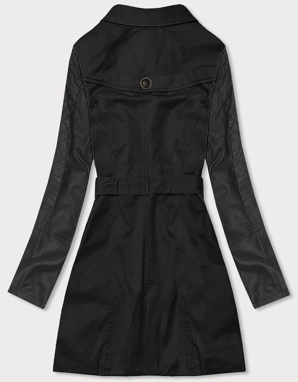 DAMSKI PŁASZCZ Z ŁĄCZONYCH MATERIAŁÓW CZARNY (M206)