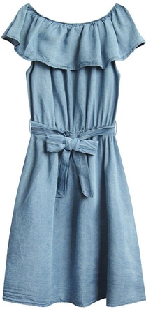 SUKIENKA JEANSOWA Z FALBANĄ JASNONIEBIESKA (390ART)