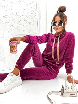 Welurowy komplet damski fuksja (637)