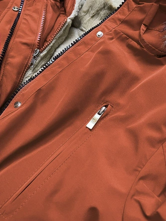 Damska kurtka zimowa na misiu rudy-jasny beż (w553)