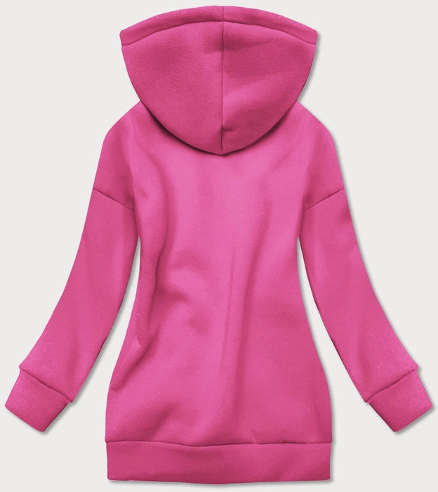 Długa bawełniana bluza damska z kapturem różowa (749art)