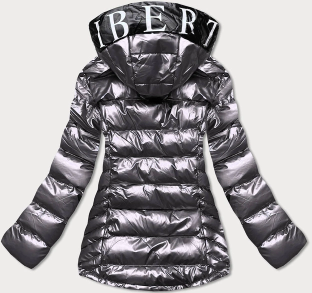 Damska kurtka pikowana z kapturem szara (xw817x)