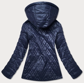 Pikowana kurtka damska granatowa (rqw-7009)