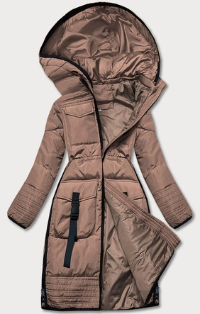 Taliowana kurtka zimowa damska ciemny beż (h-1071-89)