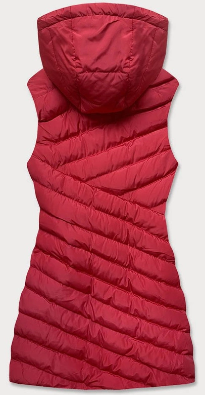 KAMIZELKA DAMSKA Z PUCHEM NATURALNYM CZERWONA (6805)