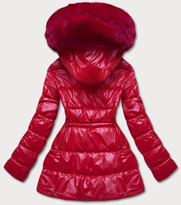 Metaliczna kurtka damska czerwona (b8029-4)