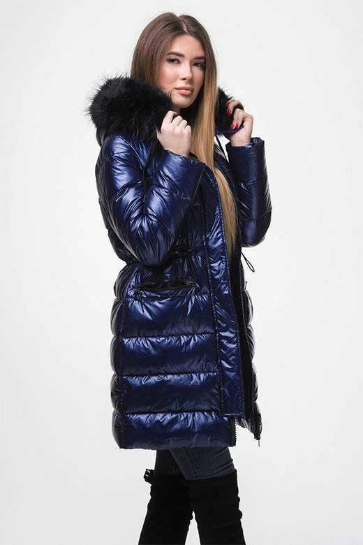 ORTALIONOWA DŁUŻSZA ZIMOWA KURTKA DAMSKA NIEBIESKA (J9-005)