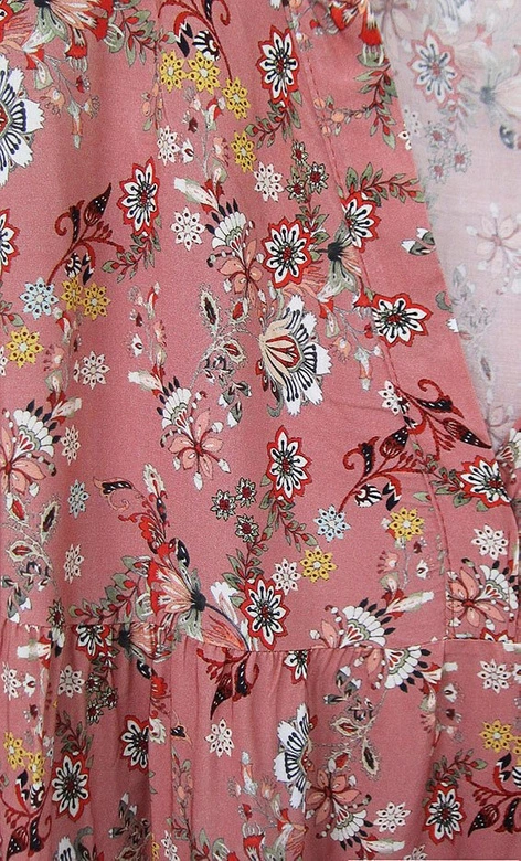 SUKIENKA BOHO W KOLOROWE KWIATKI RÓŻOWA (574/2ART)