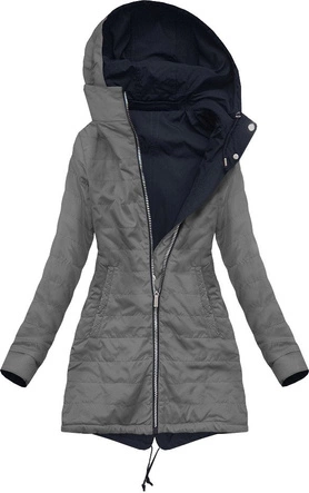 DWUSTRONNA PARKA Z KAPTUREM GRANATOWO-SZARA (W303)