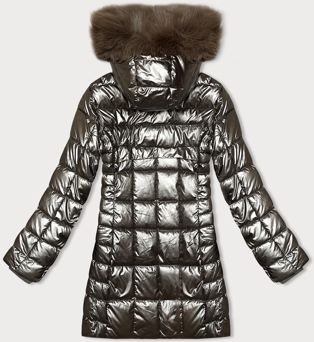 Metaliczna kurtka damska z kapturem J Style stare złoto (16M9120-403)