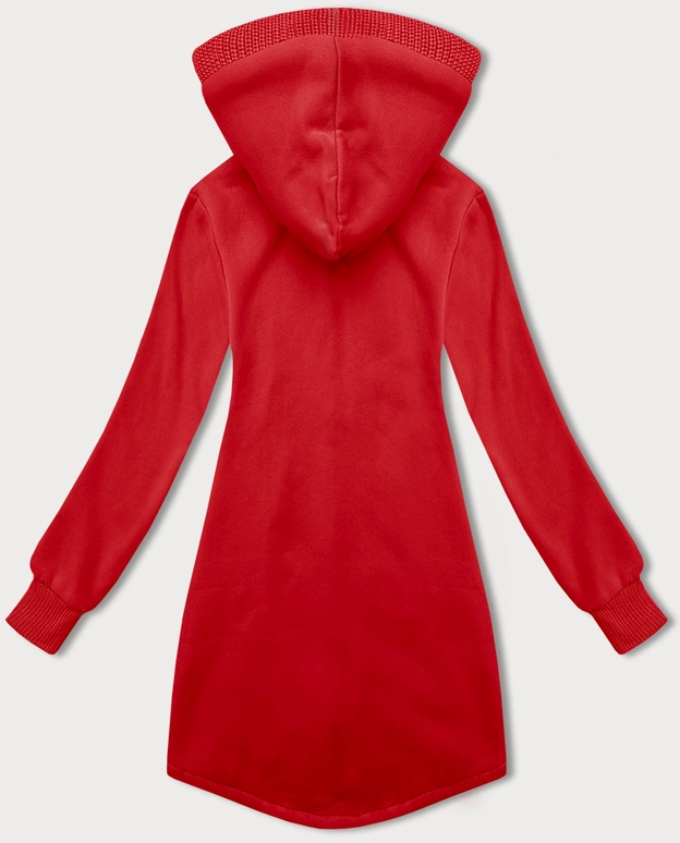 Długa bluza damska z kapturem LHD ciemna czerwona (AMG-163)