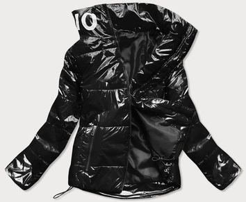 KRÓTKA PIKOWANA KURTKA DAMSKA ZE STÓJKĄ CZARNA (B9567)