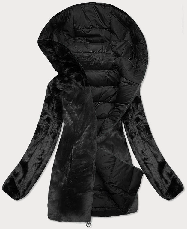 KRÓTKA DWUSTRONNA KURTKA DAMSKA ZIMOWA CZARNA (B9581-1)