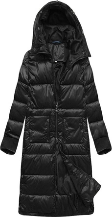DŁUGA KURTKA Z KAPTUREM CZARNA (PM7231)