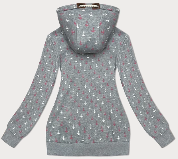Ciepła rozpinana bluza w kotwice szara (2307)
