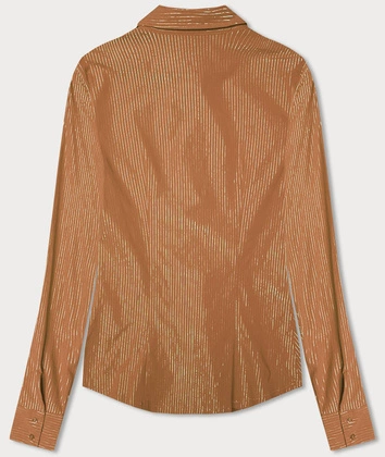Koszula damska w srebrne paseczki karmelowa (AWT0111)